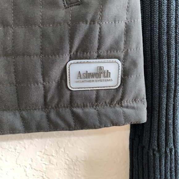 Ashworth NWT Women M Black/Navy Blue Zip Mock Neck Jacket Quilted Body Knit Arms - Picture 5 of 15